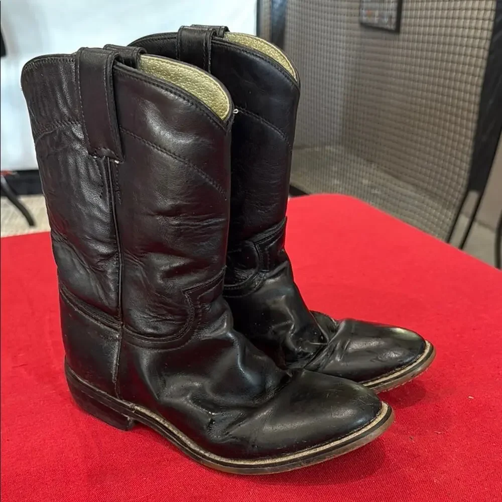 Kids Justin Boots Black Cowboy Western Boots